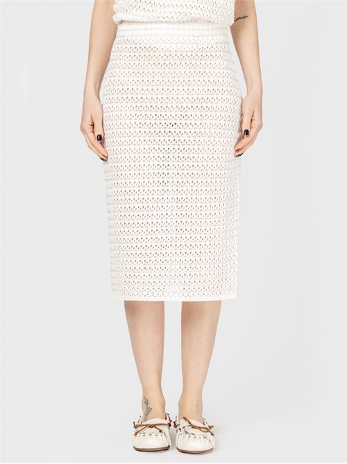 Pencil skirt in striped cotton ribbon with brilliant sequins FABIANA FILIPPI | GND275F788L3530142